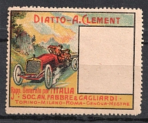 Diatto-Clement, French-Italian Manufacturer of Motor Vehicles, Italy, Stock of Cinderellas, Non-Postal Stamps, Labels, Advertising, Charity, Propaganda (Missed Center)