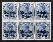 1916-18 25c Belgium, German Occupation, Germany, Block (Mi. 18, CV $20, MNH)