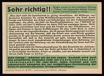1941 NSDAP Nazi Rare Propaganda, 'Very Right', Slogan of The Week, Germany