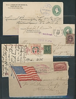 United States - Collections and Large Lots - EARLY POSTAL HISTORY LOT: 1820-1920, more then 40 items, most important - stampless from New Haven to Hartford of 1820, Pony Express of 1837, Wells, Patriotic of Spanish-American War, …