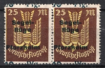 1924-25 10pf on 25m Germany, Semi-Official Airmail Stamps, Pair (SHIFTED Perforation, Print Error, CV $80+, MNH)