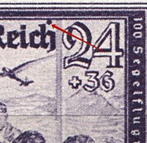 1944 24pf Third Reich, Germany (Mi. 893 V, Dot above `h`, Print Error, Control Number `21,00`, Pair, CV $110, MNH)