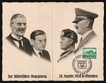 1938 'Jur Historical Encounter There 29 Sept. 1938 in Munich', Propaganda Postcard, Third Reich Nazi Germany