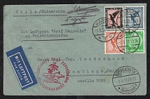 1933 (5 Aug) Zeppelins, Third Reich, Germany, Cover from Kassel to Santiago (Chile) with Commemorative Postmark