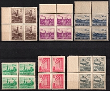 1941 German Occupation of Estonia, Germany, Blocks of Four (Mi. 4 - 9, Full Set, Margins, CV $40)
