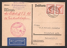 1929 (24 Mar) Germany, Graf Zeppelin airship airmail postcard from Friedrichshafen to Frankfurt, 1st Orient flight 1929 'Friedrichshafen - Friedrichshafen' (Sieger 23I A, CV $180)