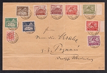 1921 Poland Cover from Okole to Poznan, franked with Mi. 109-117