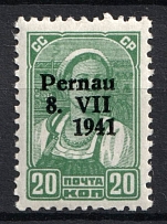 1941 20k Parnu Pernau, German Occupation of Estonia, Germany (Mi. 8 I, CV $100)
