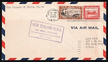 1940 New Zealand - USA Flight via New Caledonia, Canton and Hawaii, Airmail cover, Auckland - New York, franked by Mi. 197, 202
