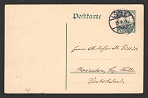 1913 Togo, German Colony, Postal stationery postcard from Lome to Halle