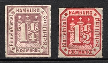 1866 Hamburg, German States, Germany (Mi. 20 - 21, CV $90)