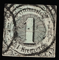 1852 1k Thurn und Taxis, German States, Germany (Mi 7b, Canceled, CV $40)
