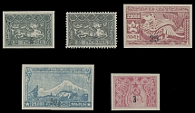 Armenia - 1922, black surcharges on the First Constantinople issue, 2(k)/2r perf and imperf, 35(k)/20,000r, 50(k)/25,000r and 3 (k) on 3r, all are imperf, full OG, NH, VF, Rossica certificates are enclosed, C.v. $237.50, Scott …