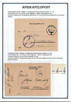 1943 Germany, German Field Post in Africa, Two covers from Front (Buerat area) Field post № 06893 to Hornberg, and censored from Front (Tunis area) to Germany, Field post № 38655