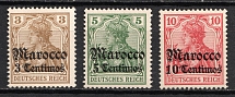 1905 German Offices in Morocco, Germany (Mi. 21 - 23, CV $50)