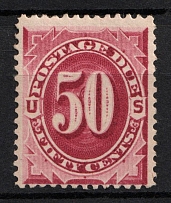 1891 50c Postage Due Stamp, United States, USA (Scott J28, Certificate, Signed, CV $1,750, MNH)