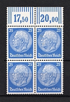 1932 25pf Third Reich, Germany (Control Numbers, Block of Four, CV $100, MNH)