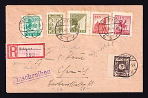 1946 (3 Jan) Plauen, Registered Military Mail Cover to Chemnitz franked with Soviet Zone Stamp, Germany Local Post (Mi. 1 y - 5 y, 51, CV $230)