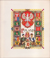Poland, Arthur Szyk, Visual History of Nations, Lithography, Rare, New York, United States, Cinderella, Non-Postal Stamps