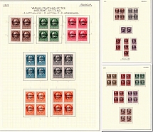 1919-20 Bavaria, Germany, Blocks of Four (Various Positions of the Overprints Settings)