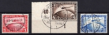 1928-31 Airmail, Zeppelins, Weimar Republic, Germany (Mi. 423 - 424, Full Sets, Canceled, CV $200)