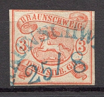1852 Braunschweig Germany 3 S (CV $390, Canceled)