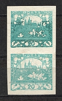 1918-19 Czechoslovakia `20` Pair (Probe, Proof, Double Print)