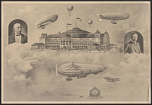 1909 International Exhibition of Airships in Frankfurt, Zeppelings, Ballons, Germany, Stock of Cinderellas, Non-Postal Stamps, Labels, Advertising, Charity, Propaganda, Souvenir Postcard