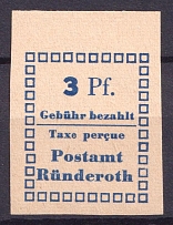 1945 3pf Runderoth (Rheinland), Germany Local Post (Mi. 1 a B, Unofficial Issue, CV $160, MNH)