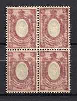1908 35k Russian Empire (DOUBLE OFFSET of Frame, Print Error, Block of Four, CV $200, MNH/MVLH)