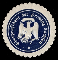 The Supreme President Province of Saxony, Mail Seal Label, Germany
