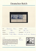 1944 6pf Third Reich, Germany (Mi. 888, Dash on 'E' in 'Deutsches', Print Error, Certificate, Corner Margins, MNH)