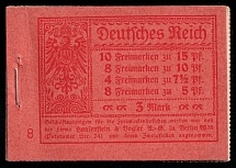1919 Complete Booklet with stamps of Weimar Republic, Germany, Excellent Condition (Mi. MH 11.1 A, CV $1,050)