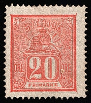 1866 20o Sweden (Mi 16a, CV $260)