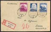 1935 (13 Sep) Third Reich, Germany, Registered cover from Bennigsen to Bremen franked with Mi. 575, 582 - 583 (CV $90)