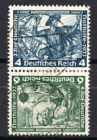 1933 Third Reich, Germany, Wagner, Tete-beche, Se-tenant, Zusammendrucke (Mi. SK 19, Used, CV $160)