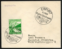 1939 Scott B125 on cover paying the printed matter (Drucksache) postal rate to Sweden