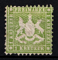 1863 1k Wurttemberg, German States, Germany (Mi. 25, Sc. 34, CV $70)