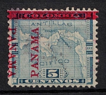 1903 5c Panama (Mi. 53, SHIFTED Overprint)