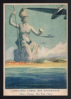 'Ten Year Aircraft Cruise: Rome - Chicago - New York - Rome', WWII Italy Propaganda Postcard, Mint
