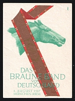 1937 'The Brown Ribbon of Germany 1 August 1937 Munich-Riem', Propaganda Label Stamp, Third Reich Nazi Germany