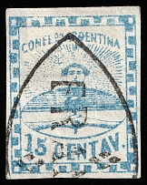 1858 15c Argentina, South America (SG 3a, Canceled, CV $230)