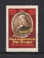 1957 40k 250th Anniversary of the Birth of Fielding, Soviet Union USSR (Full Set, Perf 12.25, CV $30, MNH)
