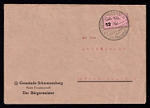 1945 (2? Oct) 12pf Freudenstadt (Sudwurttemberg-Hohenzollern), Germany Local Post, Cover to Schwarzenberg (Mi. 3, CV $180+)