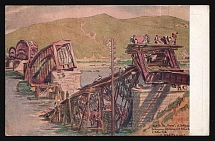 1917-1920 'Bridge across Onon', Czechoslovak Legion Corps in WWI, Russian Civil War, Postcard