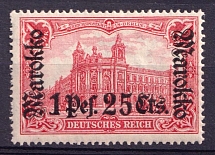 1911-19 1.25 Pes, German Offices in Morocco, Germany (Mi. 55 I A)