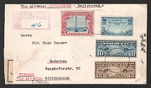 1936 (18 Aug) United States, Hindenburg airship Censored Registered airmail cover from Otsvile to Munich, Flight to North America 'Lakehurst - Frankfurt' (Sieger 431 A)