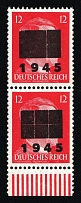 1945 NETZSCHKAU-REICHENBACH Local Issue 12pf, Germany, Overprint on Hitler's head, Se-tenant (Mi. 8, Type II b and II c, Margin, CV $50+, MNH)