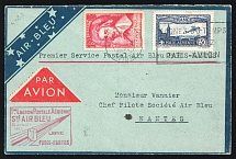 1935 France, First Flight Paris - Nantes, Airmail cover, franked by Mi. 251, 301