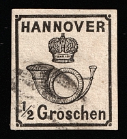 1860 1/2g Hannover, German States, Germany (Mi 17y, Canceled, CV $300)